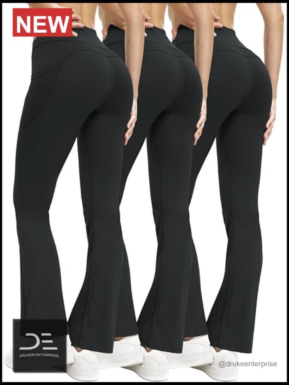 3 Pack High Waisted Tummy Control Flare Leggings with Pockets Yoga Pants